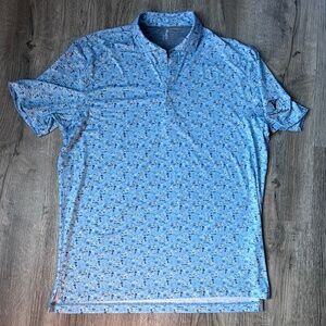 johnnie-O Air Mail Printed Featherweight Performance Golf Polo Large Twin Lakes